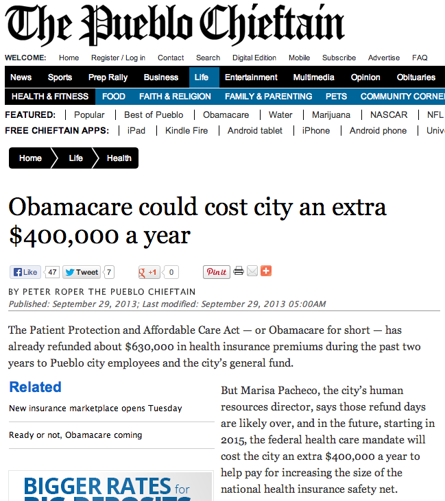 PeakFeed: Obamacare Slams Pueblo