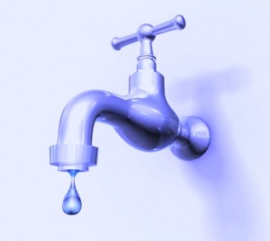 Blue Tap with water drop