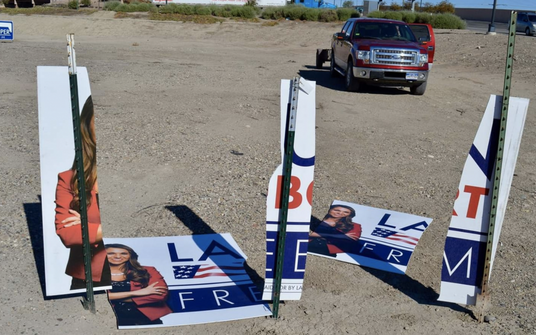 Tolerant liberals vandalize Republican campaign signs