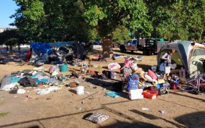 Did Hancock kick the homeless out of Civic Center Park for Biden’s visit?
