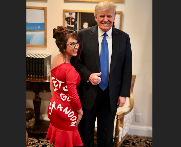 Boebert mocks AOC, Biden, with fashion statement at Trump event